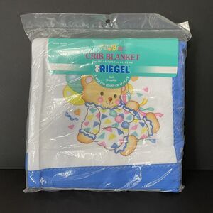 Riegel Teddy Beddy Bear Crib Baby Blanket USA Polyester Vintage 36 x 45 - New